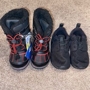 Totes boots and Nike black shoes for boys